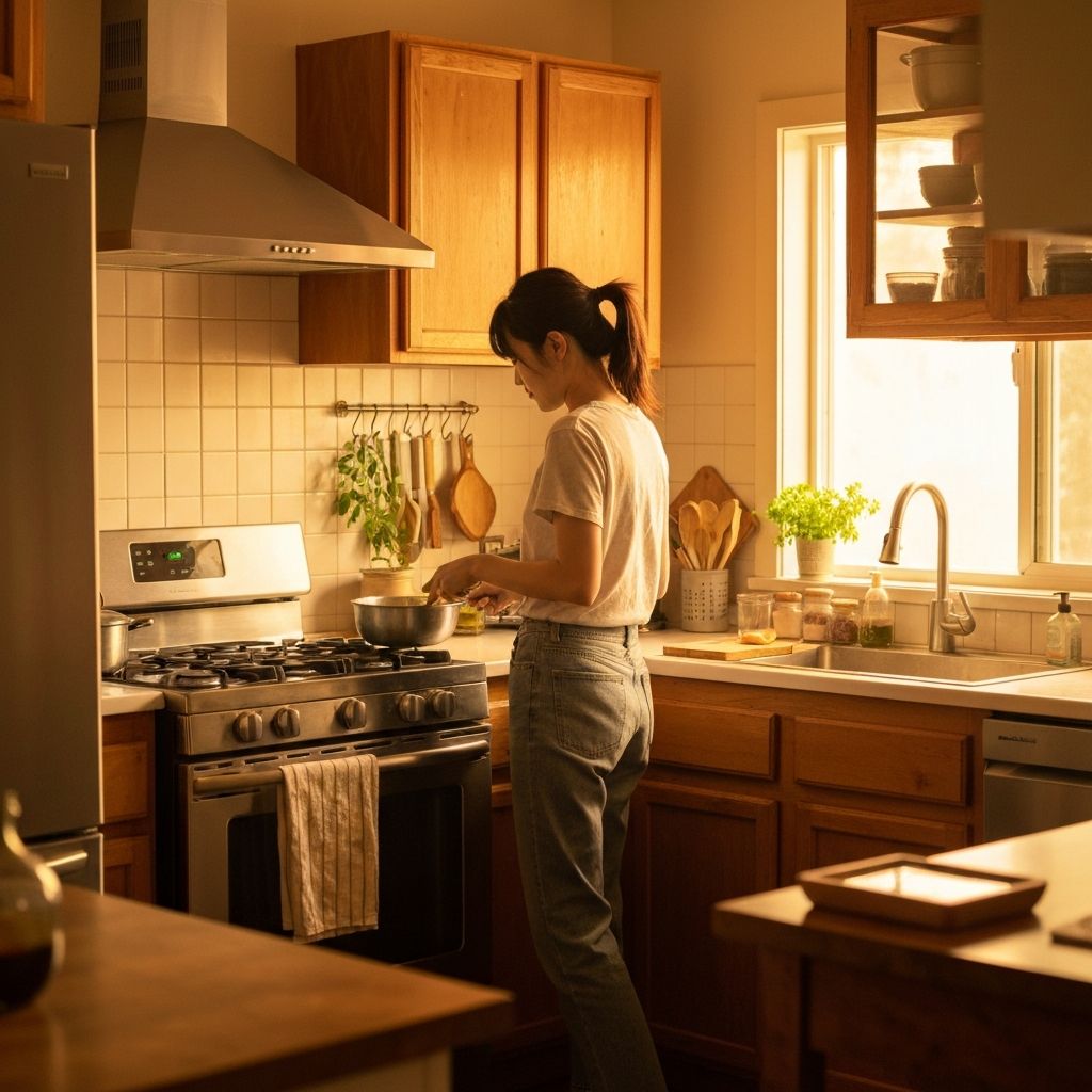 Cena en casa al final del día